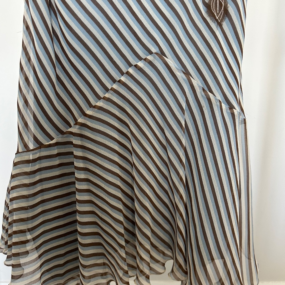 Silk embroidered striped midi dress - Picture 3 of 7